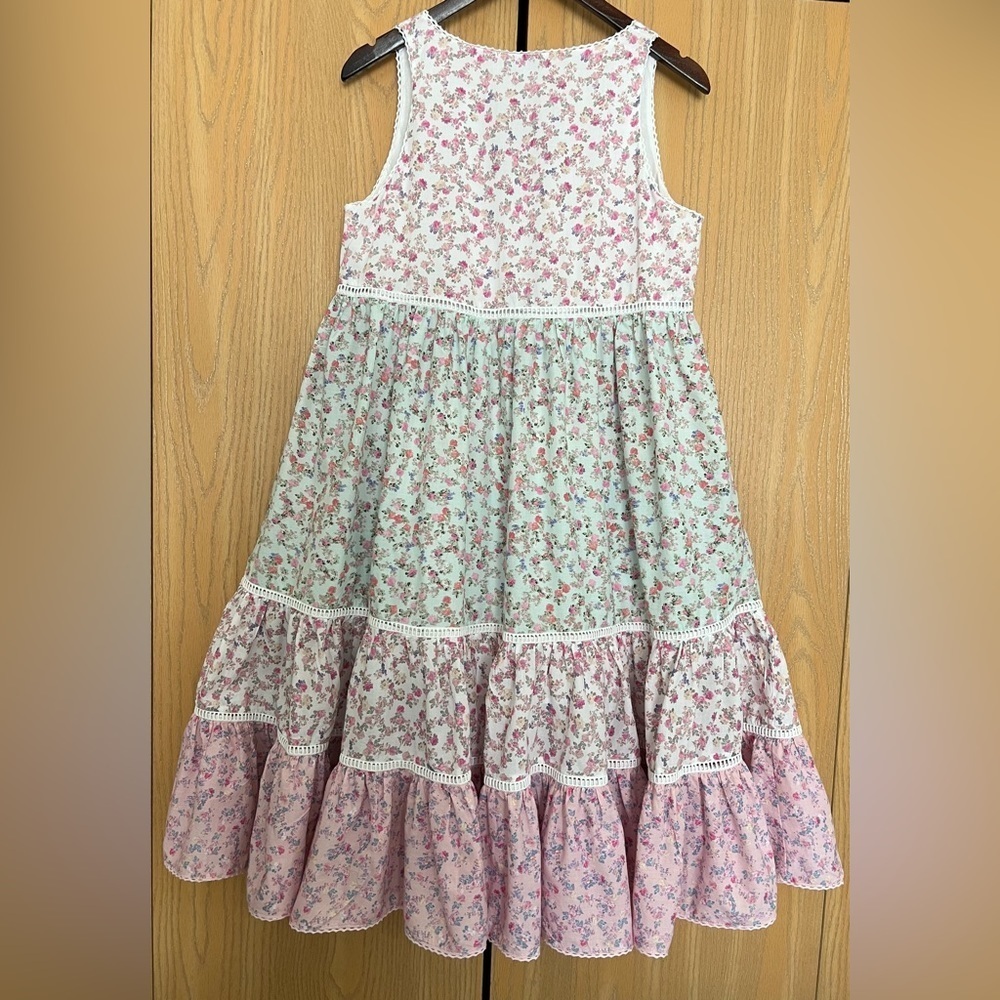 LoveShackFancy x Target | SZ M | Camille Tiered Ruffle Babydoll Midi Dress Pink - Picture 2 of 8
